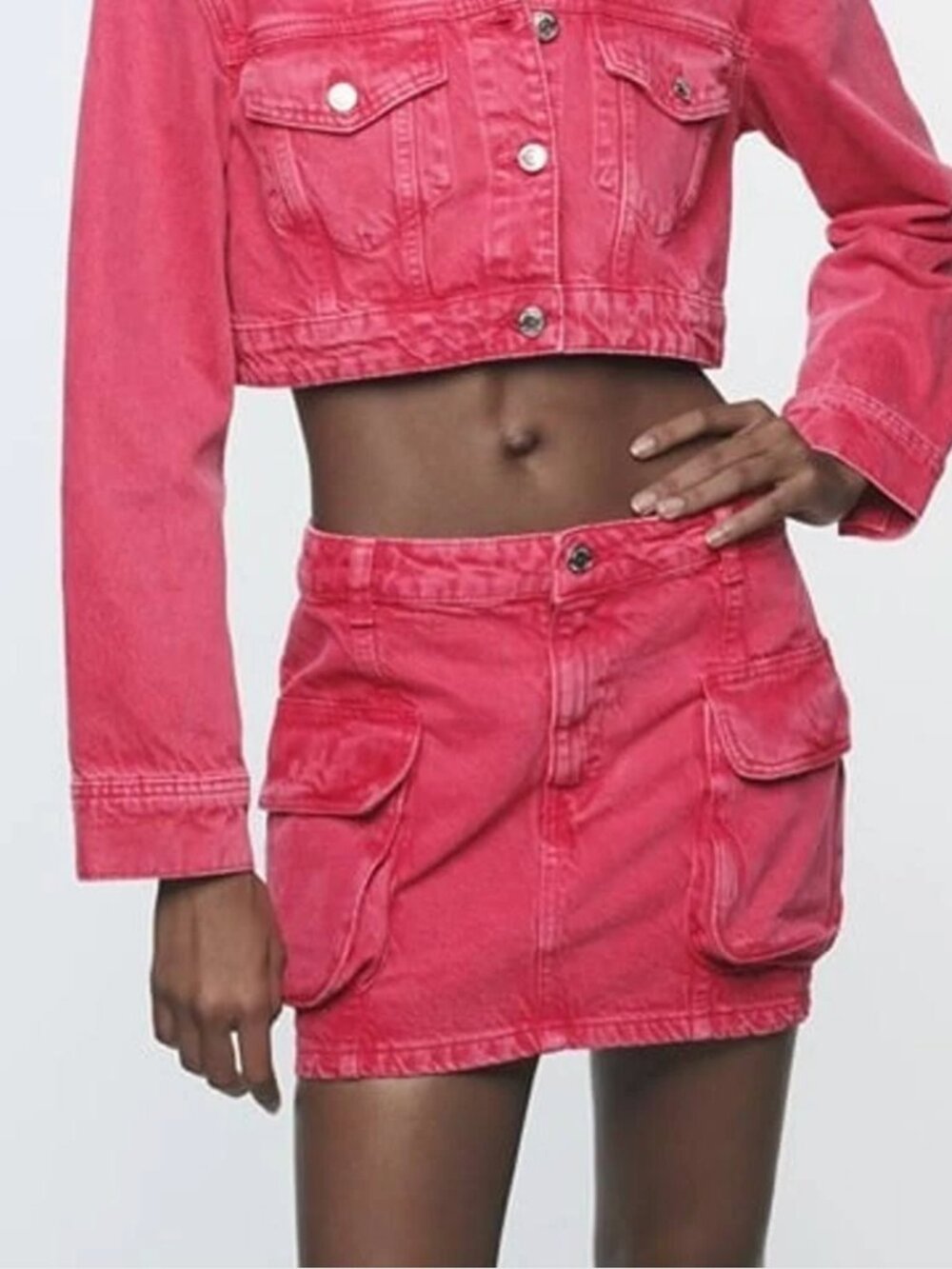 Zara Hot Pink Cargo Pocket Mini Skirt